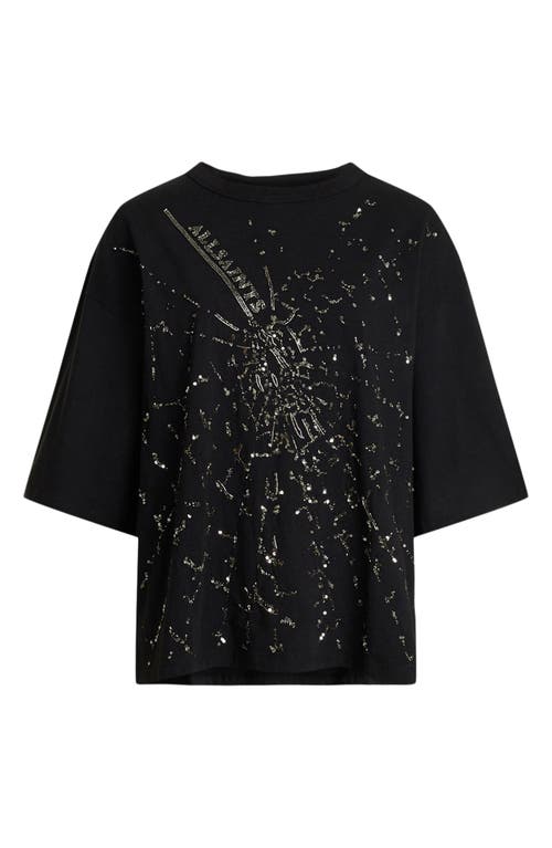 Shop Allsaints Amelie Embellished Shatter Oversize Cotton T-shirt In Black