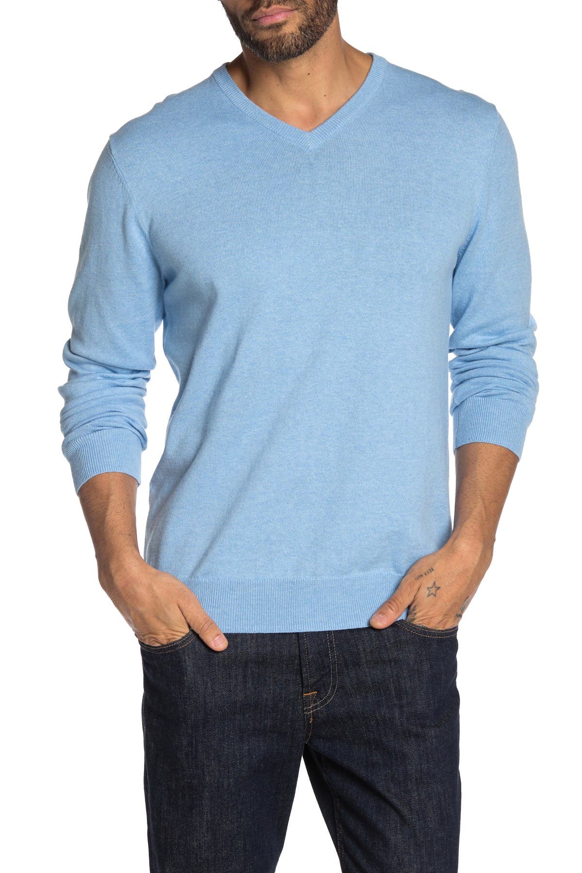 solid v neck sweater