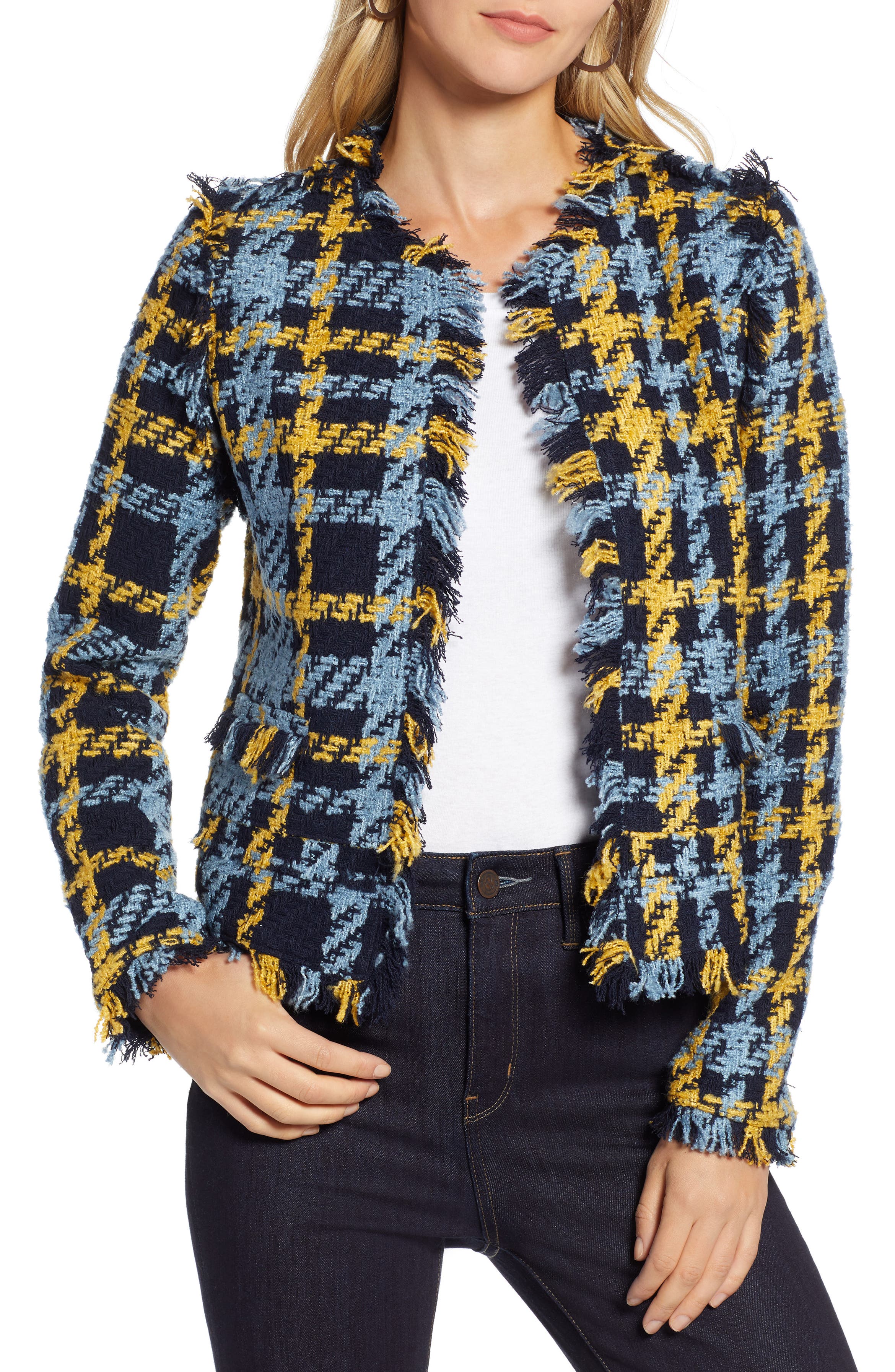 Halogen® Plaid Tweed Jacket (Regular, Petite & Plus Size) | Nordstrom
