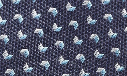 Hugo Boss Boss Geometric Pattern Silk Tie In Navy