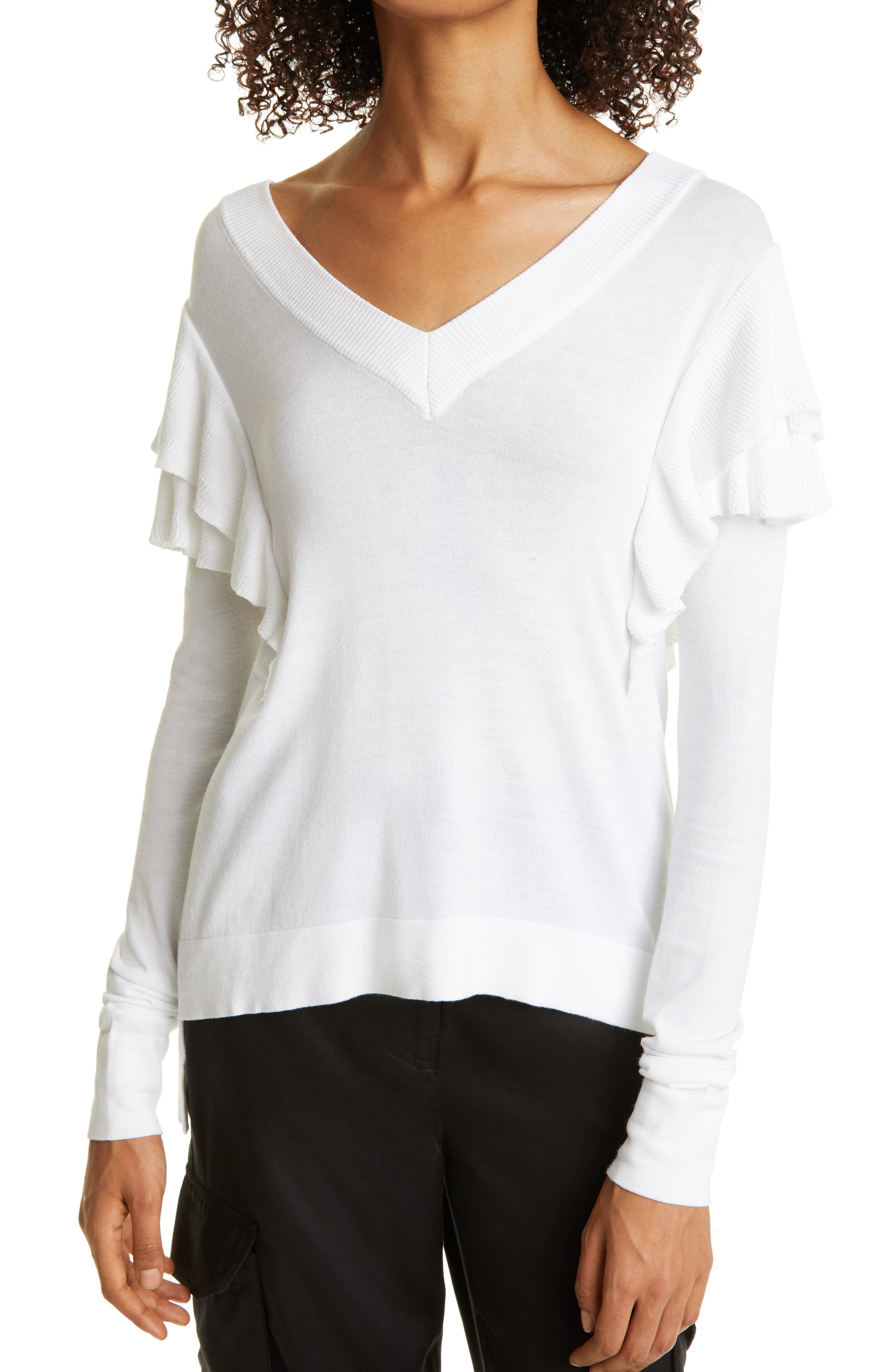 ruffle shoulder sweatshirt