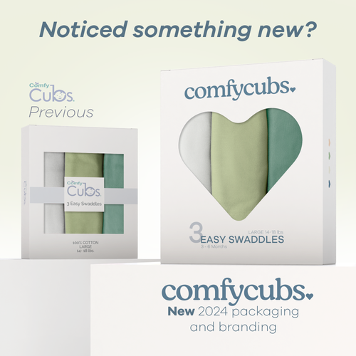 Comfy Cubs Easy Swaddle Blanket In Stone, Sage, Azul