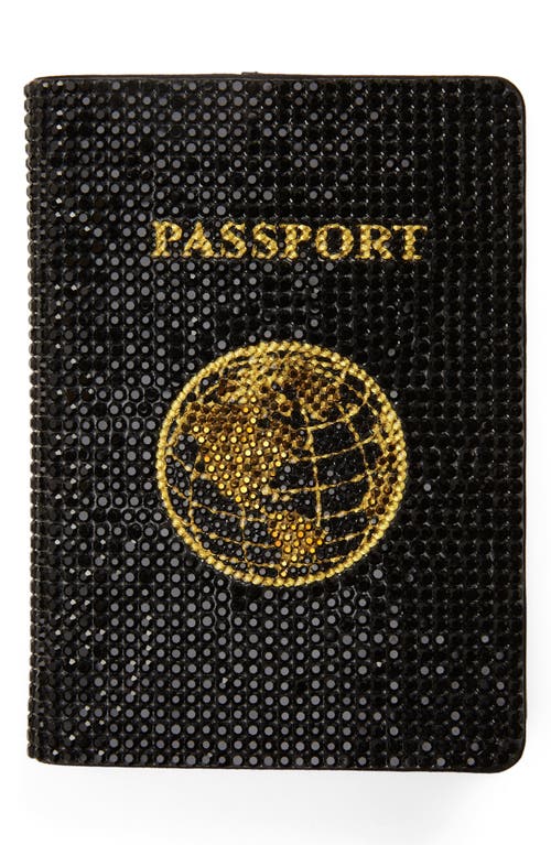 Traveler Crystal Beaded Passport Holder in Jet