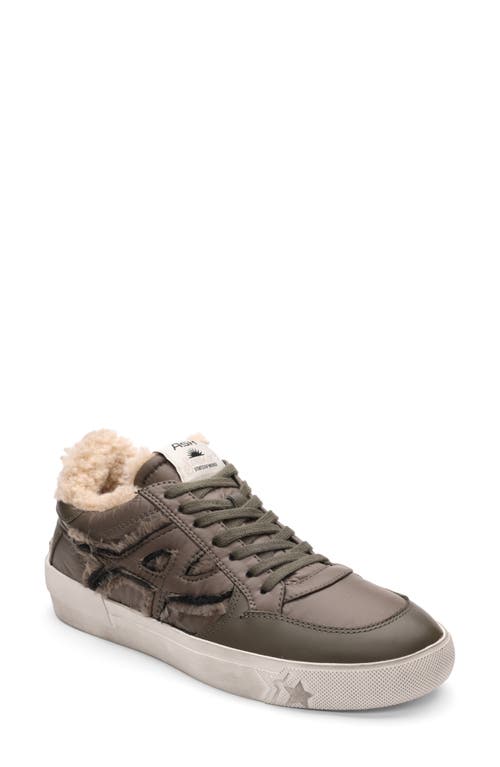 Shop Ash Malibu Faux Fur Trim Sneaker In Military/military