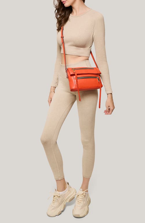 Shop Aimee Kestenberg Crosstown Double Entry Leather Crossbody Bag In Flame