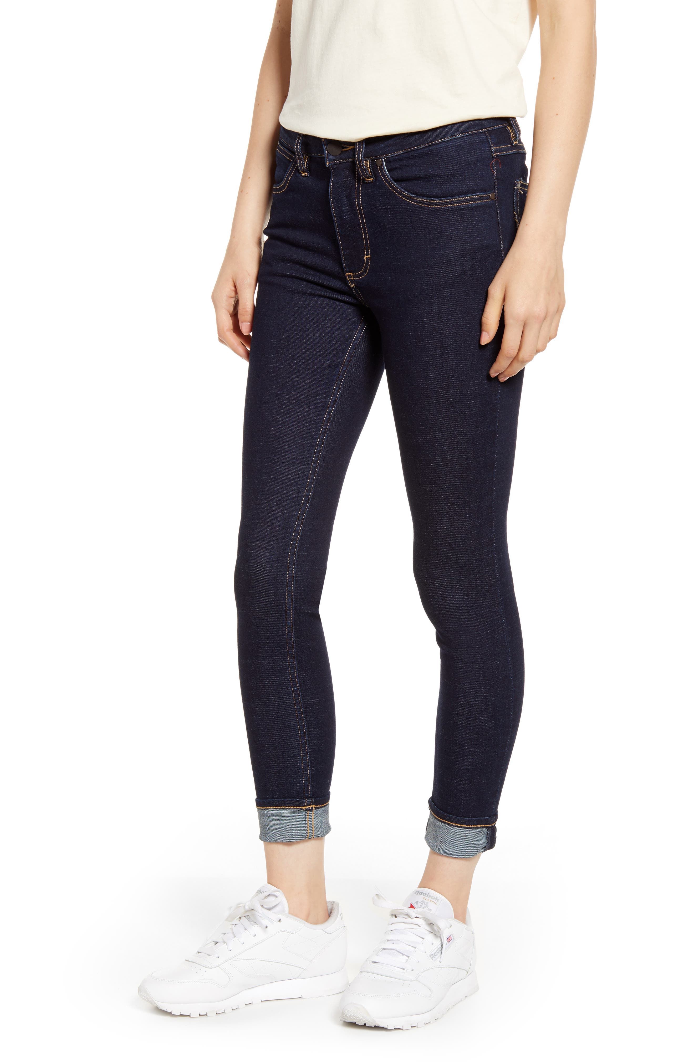 cuffed skinny jeans womens