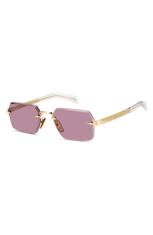 Shop David Beckham Eyewear 56mm Rimless Rectangular Sunglasses In Gold Crystal