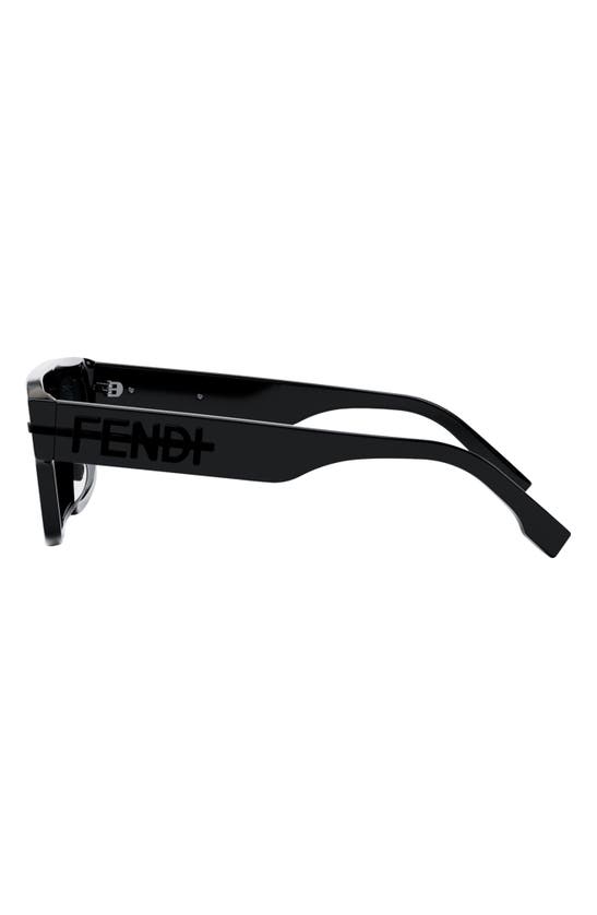 Shop Fendi Graphy 54mm Geometric Sunglasses In Shiny Black / Smoke