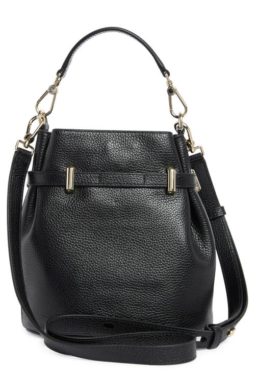 Furla Aura Mini Drawstring Leather Bucket Bag In Nero