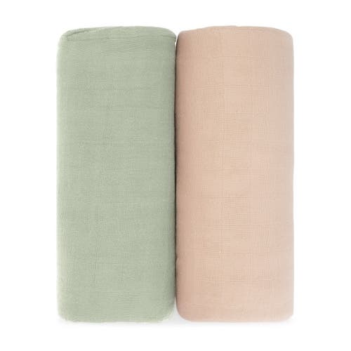 Comfy Cubs Muslin Swaddle Blanket, 2 Pack In Sage & Blush