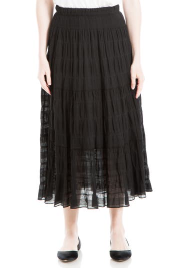Max Studio Textured Midi Skirt In Black-black