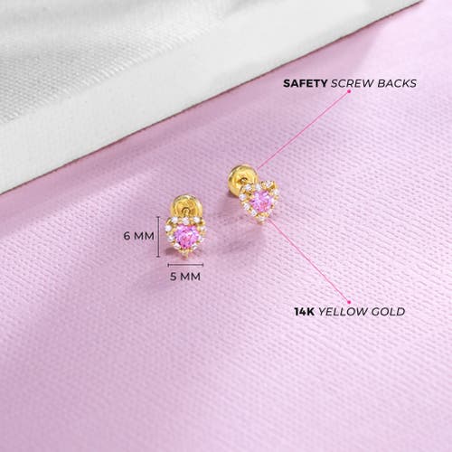 In Season Jewelry 14k Princess Heart Cubic Zirconia Earrings In Pink