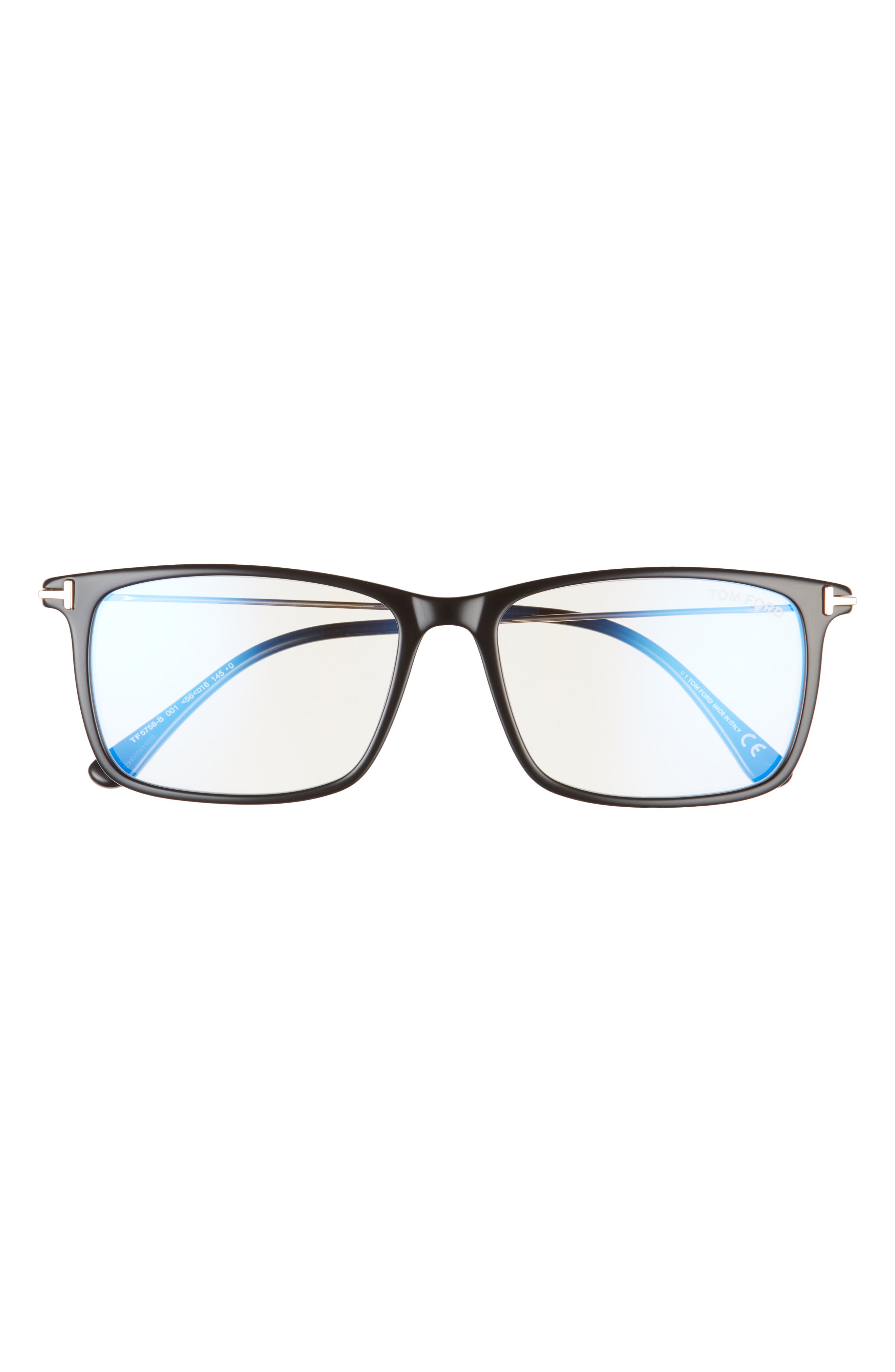 TOM FORD 56mm Rectangular Blue Light Blocking Reading Glasses in Shiny  Black Dark Ruthen | Smart Closet