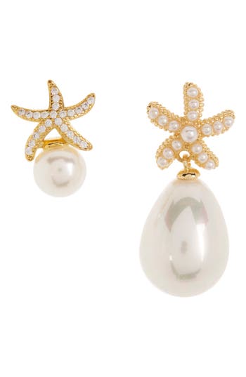 Eye Candy Los Angeles Sol Starfish Mismatched Earrings In White