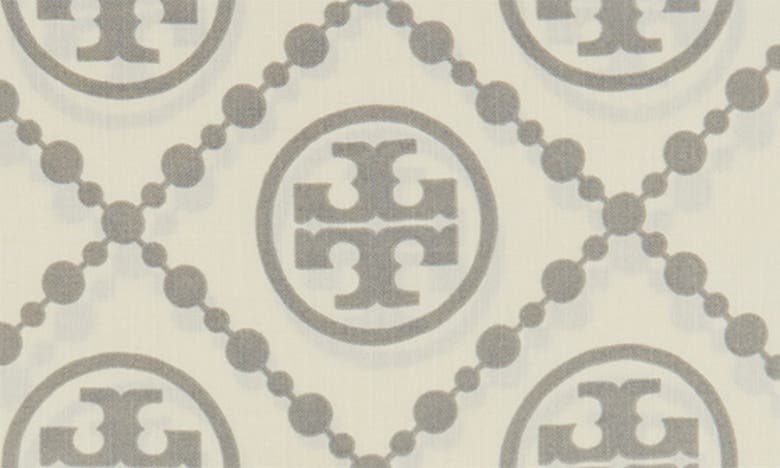 Shop Tory Burch T-monogram Bordered Oblong Scarf In T Monogram Gray