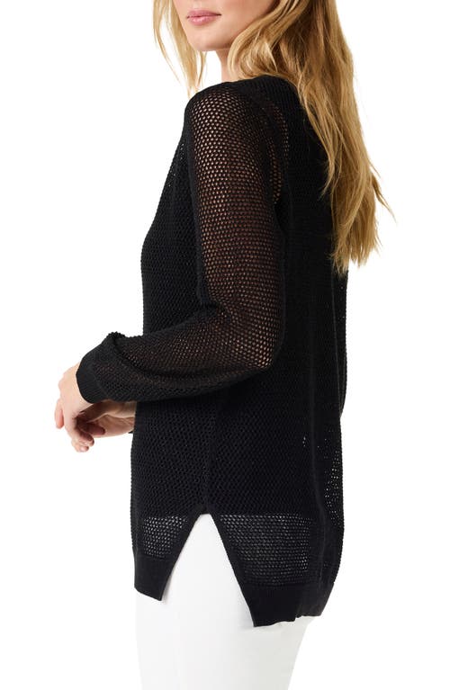 Shop Nic + Zoe Nic+zoe Metallic Mesh Stitch Sweater In Black Onyx