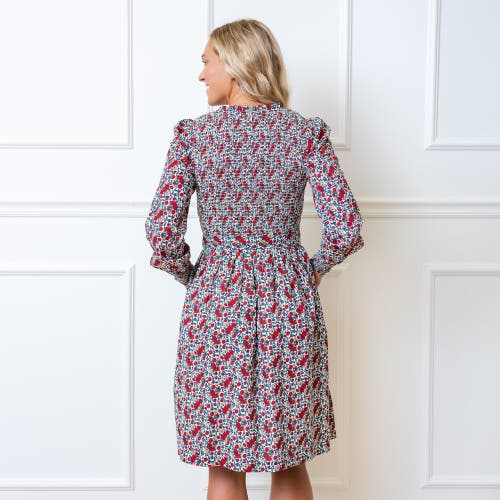 Shop Hope & Henry Organic Smocked Ruffle Collar Dress In Holiday Multi Floral