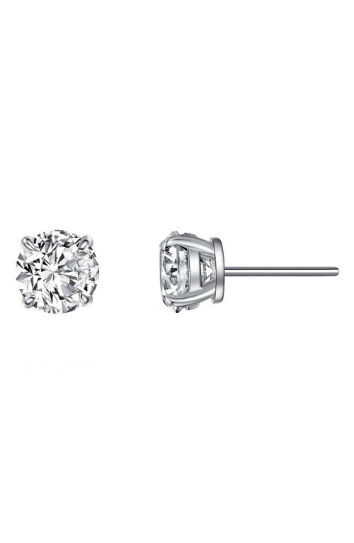 Simulated Diamond Solitaire Stud Earrings in White