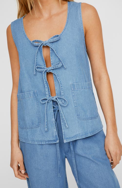 NASTY GAL Tie Closure Chambray Vest Authentic Midwash at Nordstrom,
