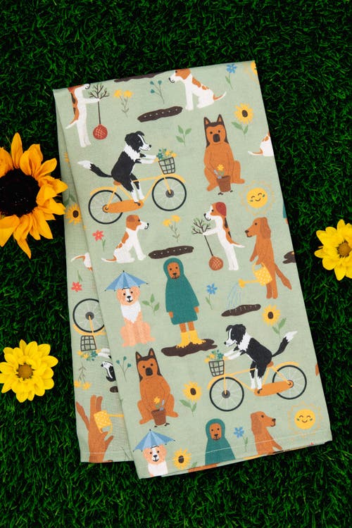 Puppington Dog Kitchen Towels In Spring Pups