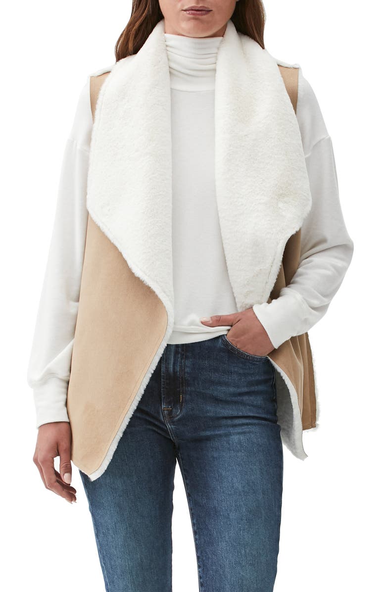 MICHAEL STARS Gemma Reversible Open Front Vest, Main, color, CHALK