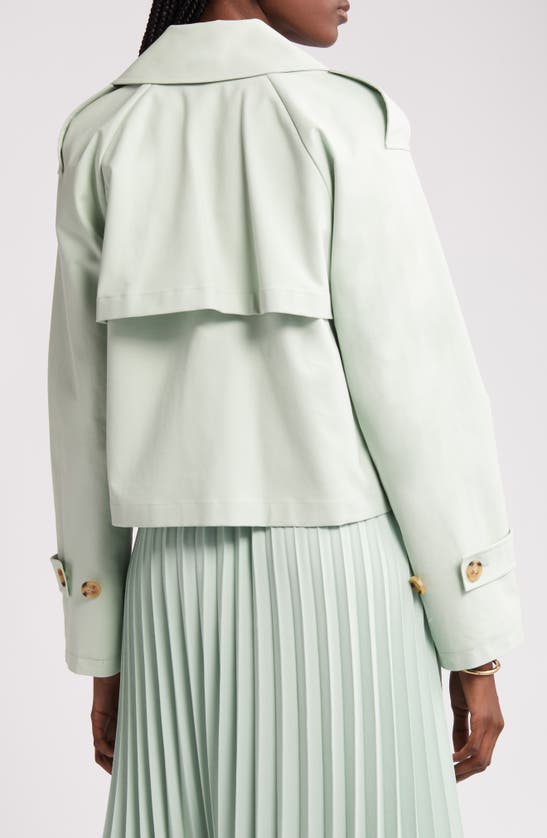 Shop Nordstrom Crop Stretch Cotton Trench Coat In Green Fondant