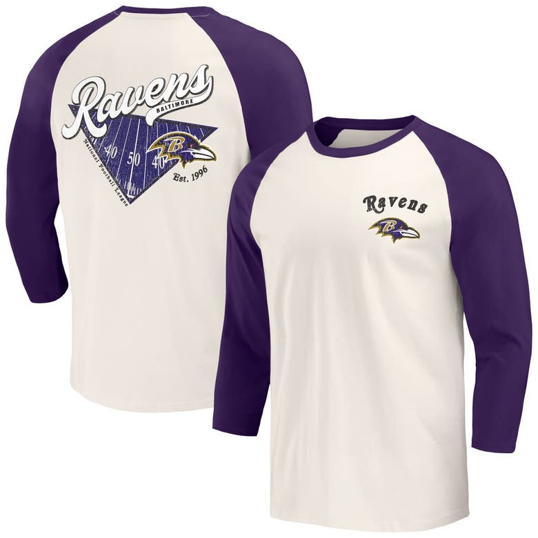 Darius Rucker Collection By Fanatics Purple/white Baltimore Ravens Raglan 3/4 Sleeve T-shirt