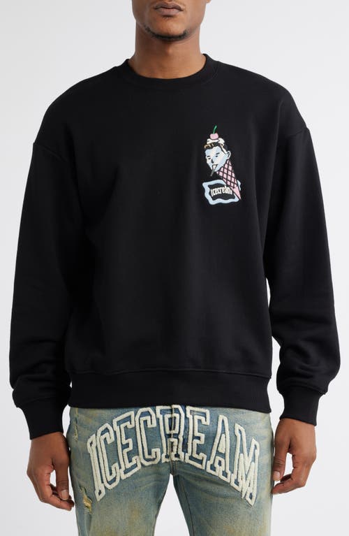 ICECREAM Coneman Cotton Graphic Sweatshirt in Black 