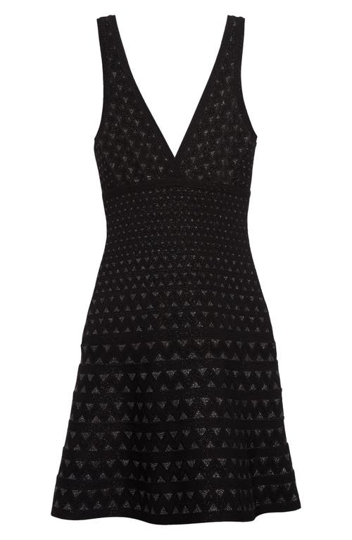 Shop Emporio Armani Geometric Jacquard Fit & Flare Dress In Solid Black