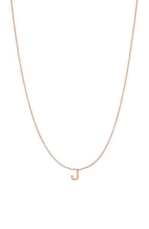 Initial Pendant Necklace in 14K Rose Gold-J