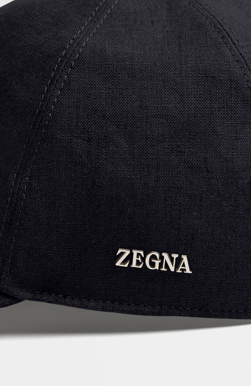 Shop Zegna Oasi Adjustable Linen Baseball Cap In Blue Ciano