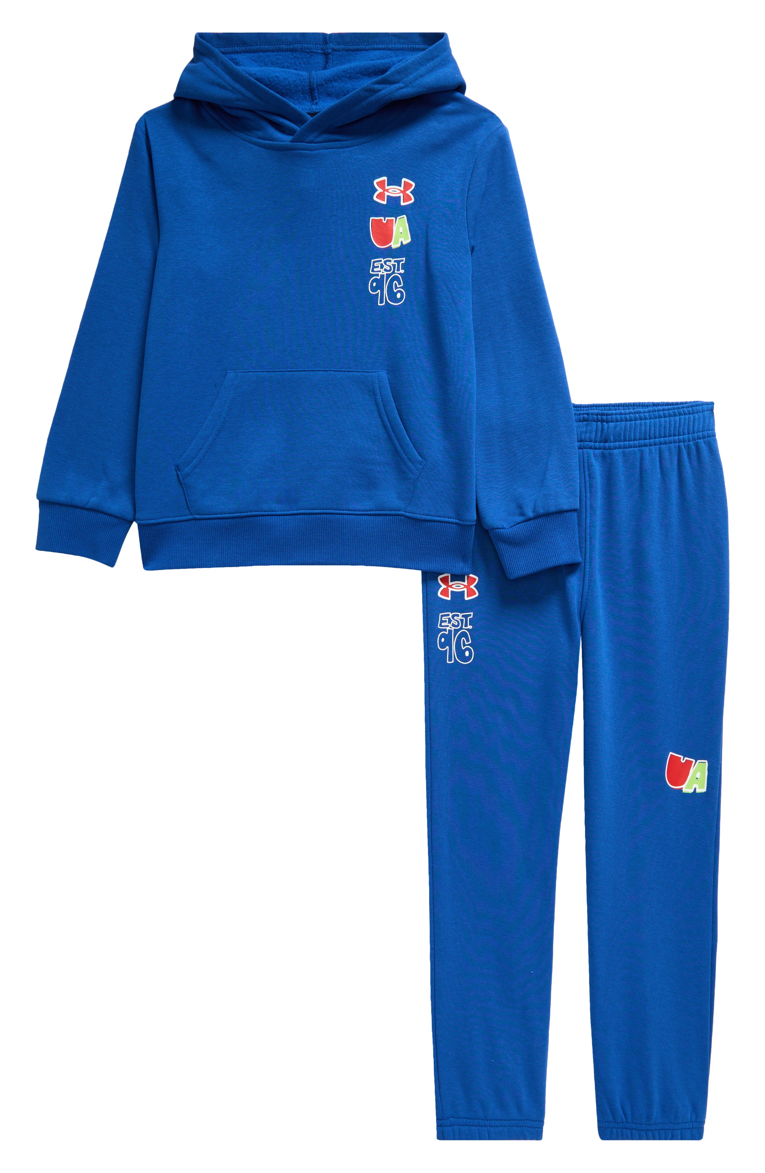 Under Armour Kids' Rival Graphic Hoodie & Solid Sweatpants Set in Tech Blue 