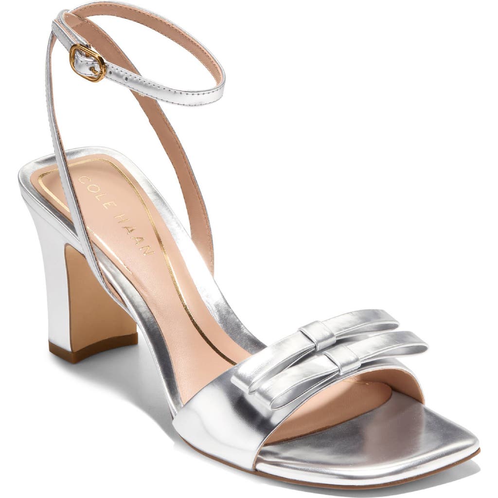 Cole Haan Noella Bow Ankle Strap Sandal in Silver Specchio