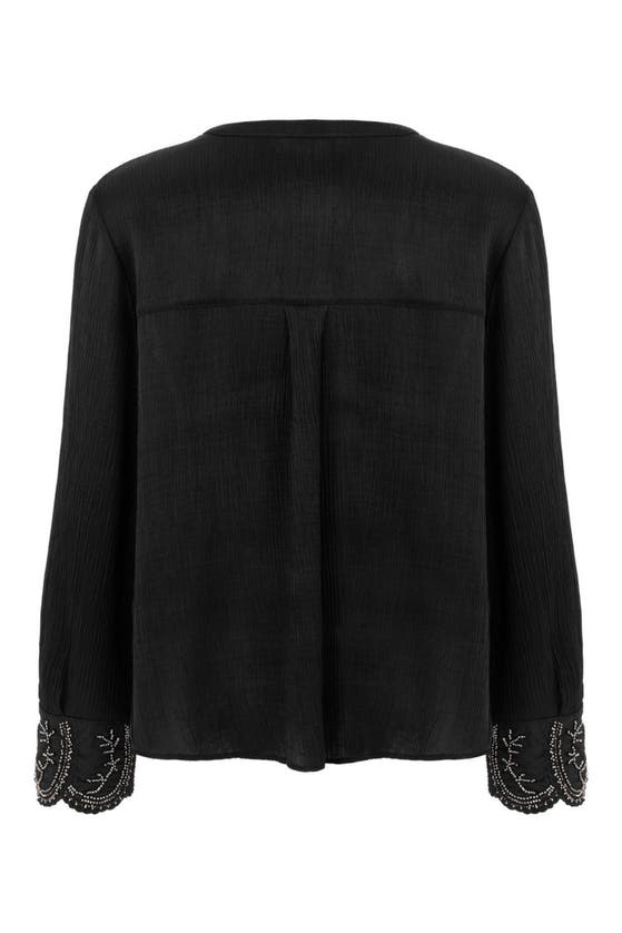 Shop Nocturne Stone Embroidered Blouse In Black