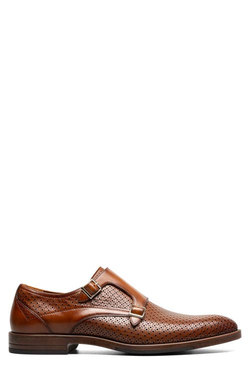 Shop Stacy Adams Arthur Perforated Double Monk Strap Shoe In Cognac