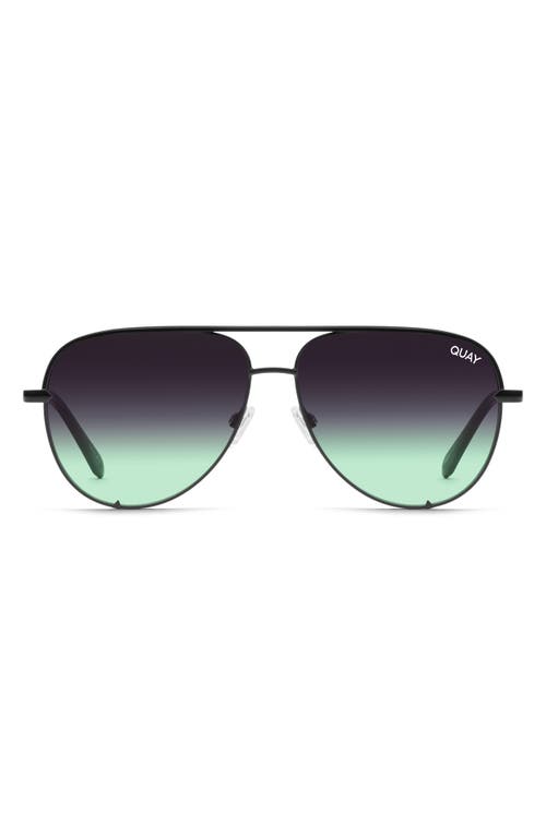Quay Australia High Key Micro 49mm Gradient Aviator Sunglasses in Black/Black Fade Mint at Nordstrom