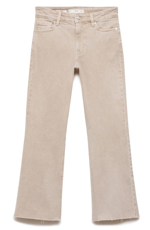 Shop Mango Sienna Raw Hem Crop Flare Jeans In Sand