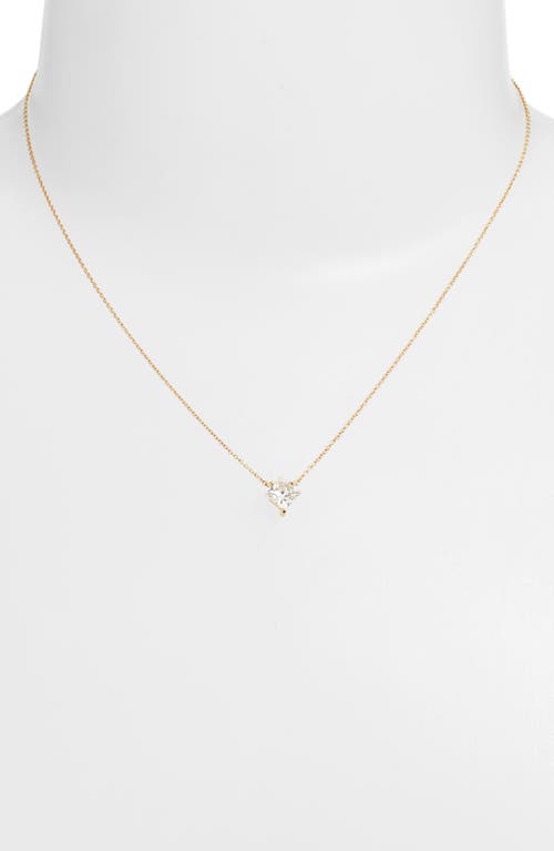 Shop Lightbox 1-carat Princess Cut Lab-grown Diamond Pendant Necklace In White/14k Yellow Gold