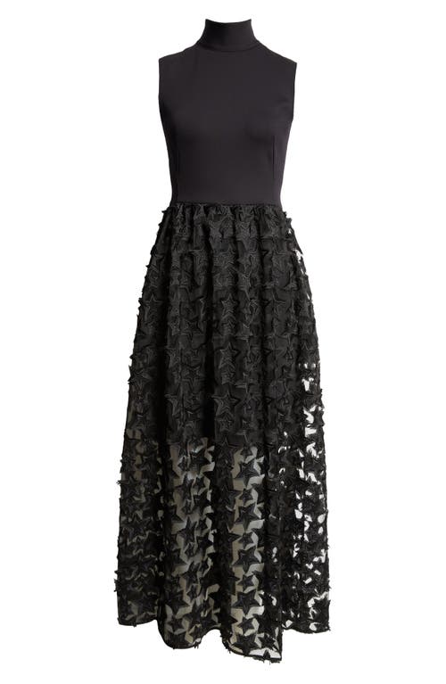 Akris Punto 3d Star Embroidered Jersey & Tulle Midi Dress In Black