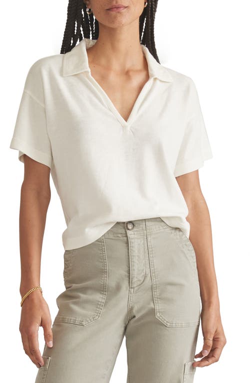 Boxy Cotton Polo T-Shirt in White