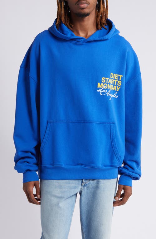 DIET STARTS MONDAY LA Cotton Graphic Hoodie in Blue 