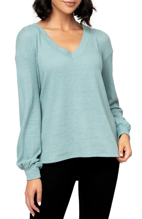 Shop Gibsonlook Tie Back Rib Sweater In Aquifer