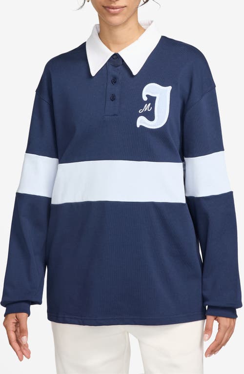 Jordan Colorblock Long Sleeve Rugby Shirt in Midnight Navy/Grey/White 