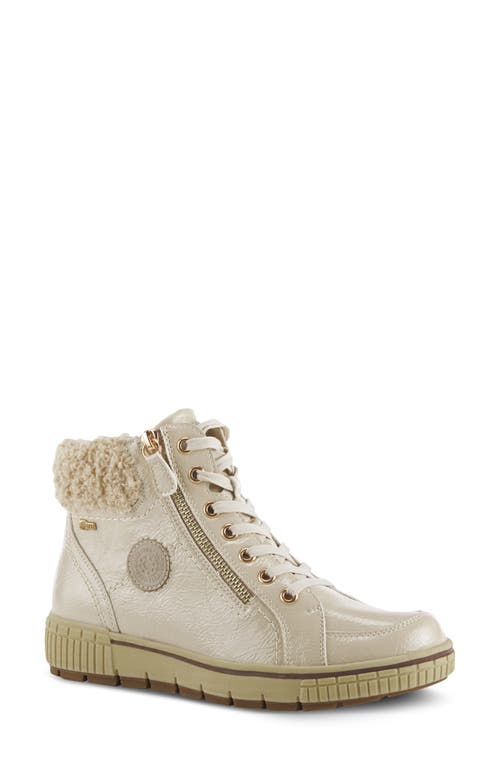 Shop Spring Step Alps Water Resistant Faux Shearling Sneaker In Beige Patent