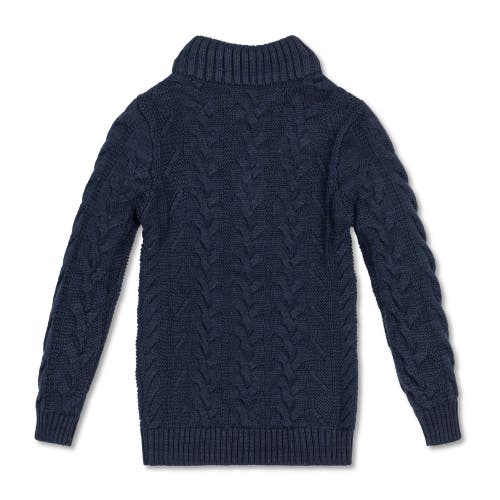 Shop Hope & Henry Boys' Organic Mock Neck Cable Sweater, Kids In Chunky Navy Cable