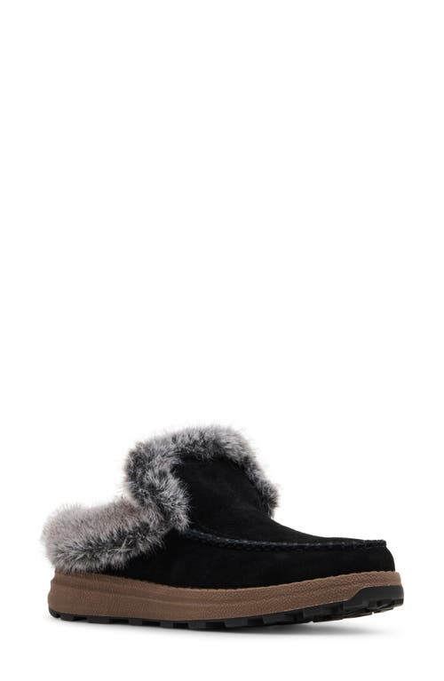 Shop Blondo Victor Waterproof Faux Fur Slipper In Black Suede