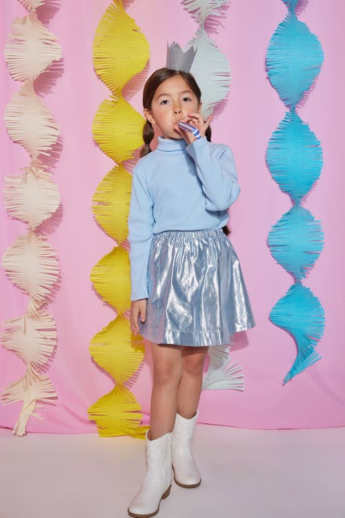 Bisby Kids' Metallic Circle Skort In Icicle Metallic