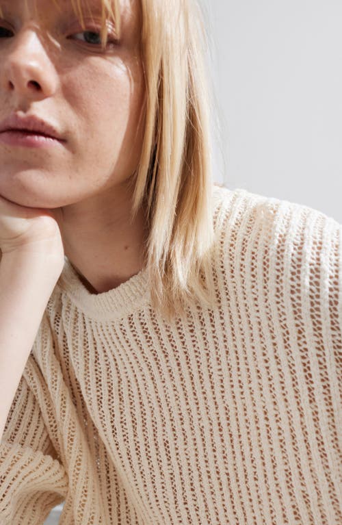 Shop & Other Stories Open Stitch Cotton Sweater In White Dusty Light