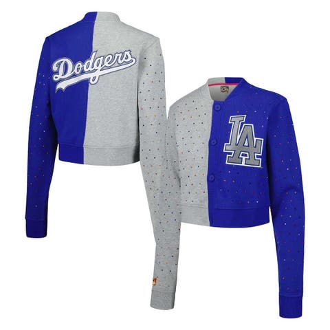Women's Black/Royal Los Angeles Dodgers Plus Size Pop Fashion Button-Up  Jersey