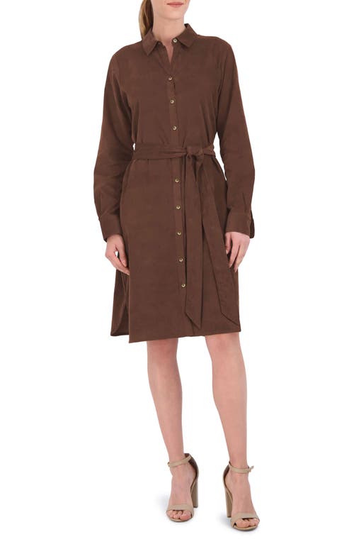 Rocca Long Sleeve Corduroy Shirtdress in Brown
